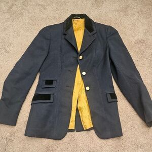 Pytchley Blue Yellow Riding equestrian show jacket Womens XS/S EUC Horses Arena
